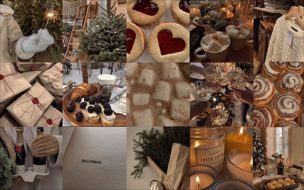 aesthetic christmas collage wallpaper laptop