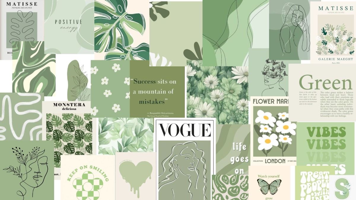 Adorable laptop sage green desktop wallpaper to elevate your aesthetic