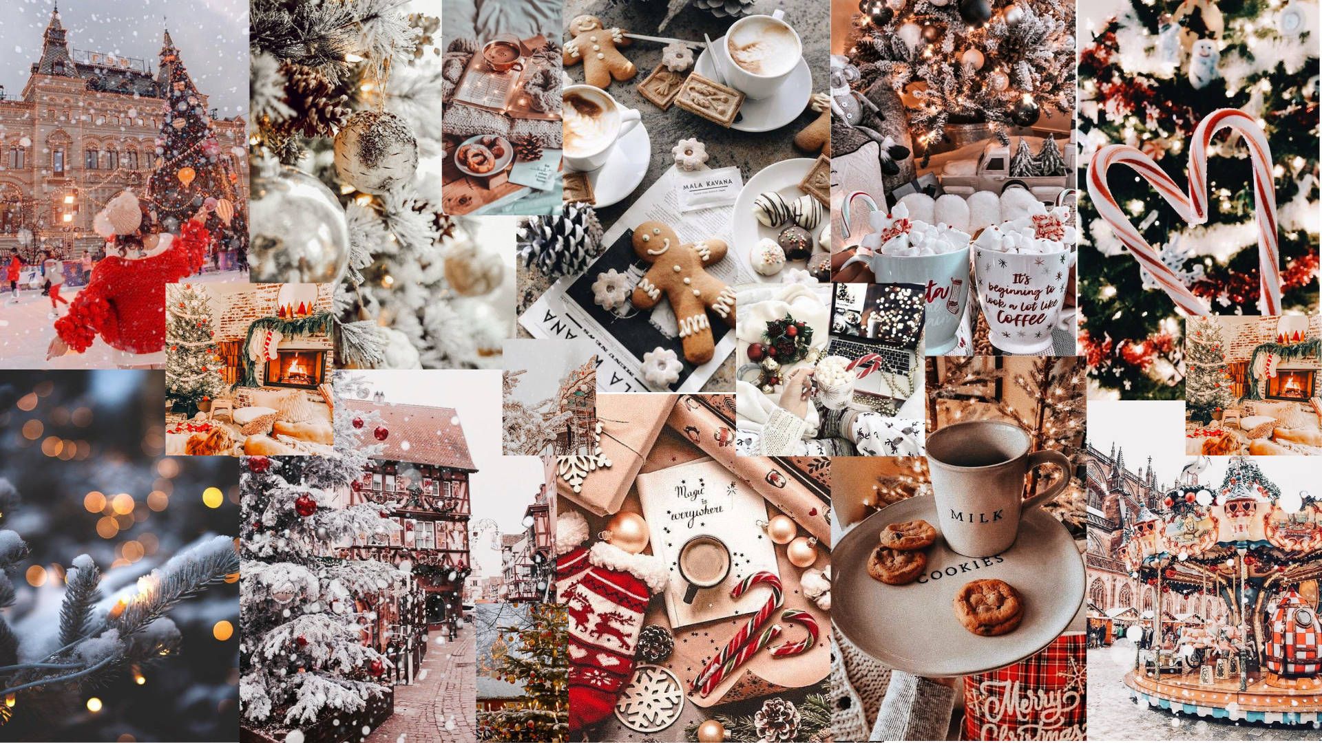 artistic christmas collage wallpaper for laptop use