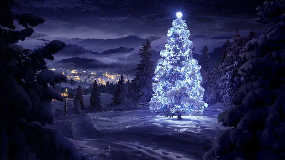 cheerful christmas tree wallpaper desktop illustrations