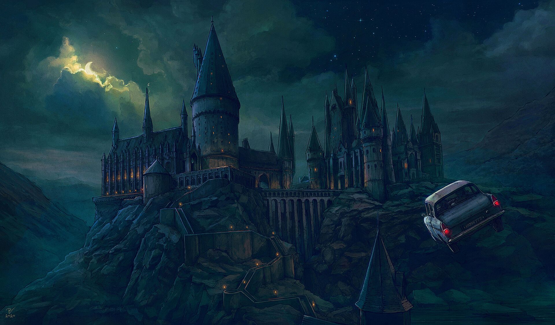 enchanted hogwarts desktop wallpaper