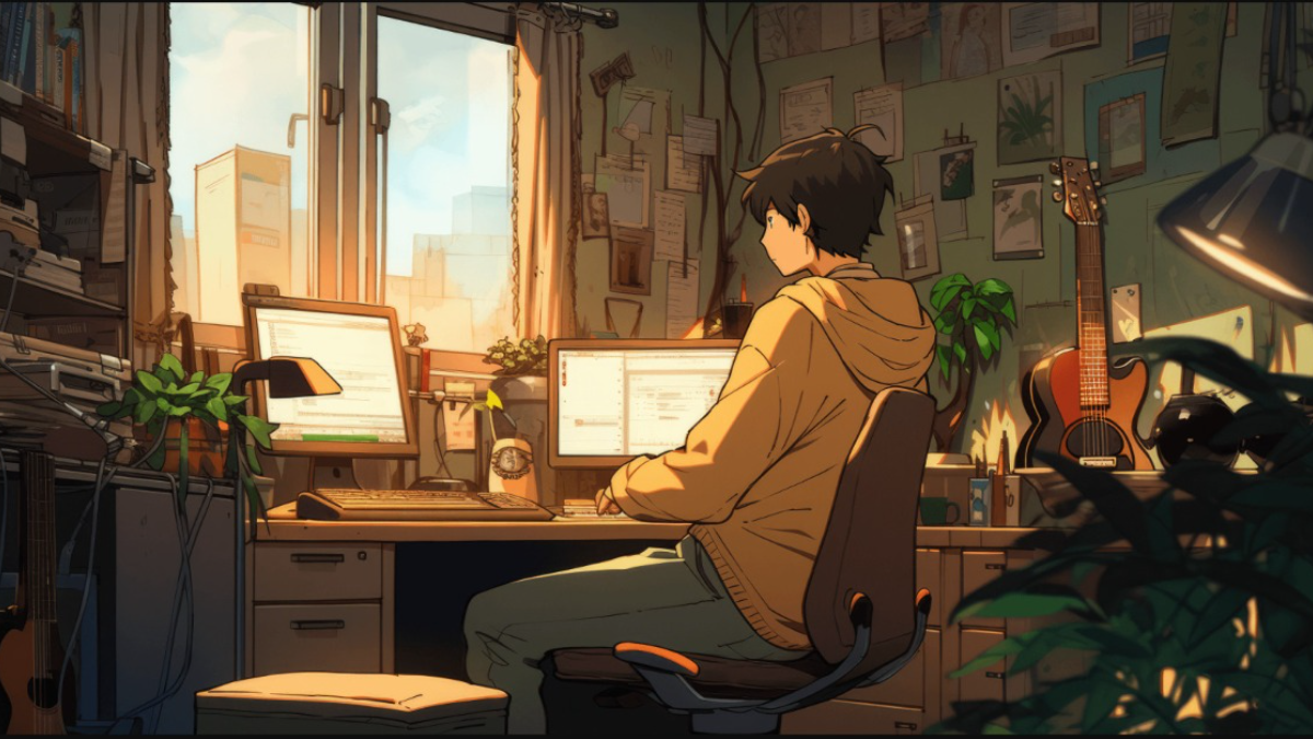 lofi desktop wallpaper for study environments