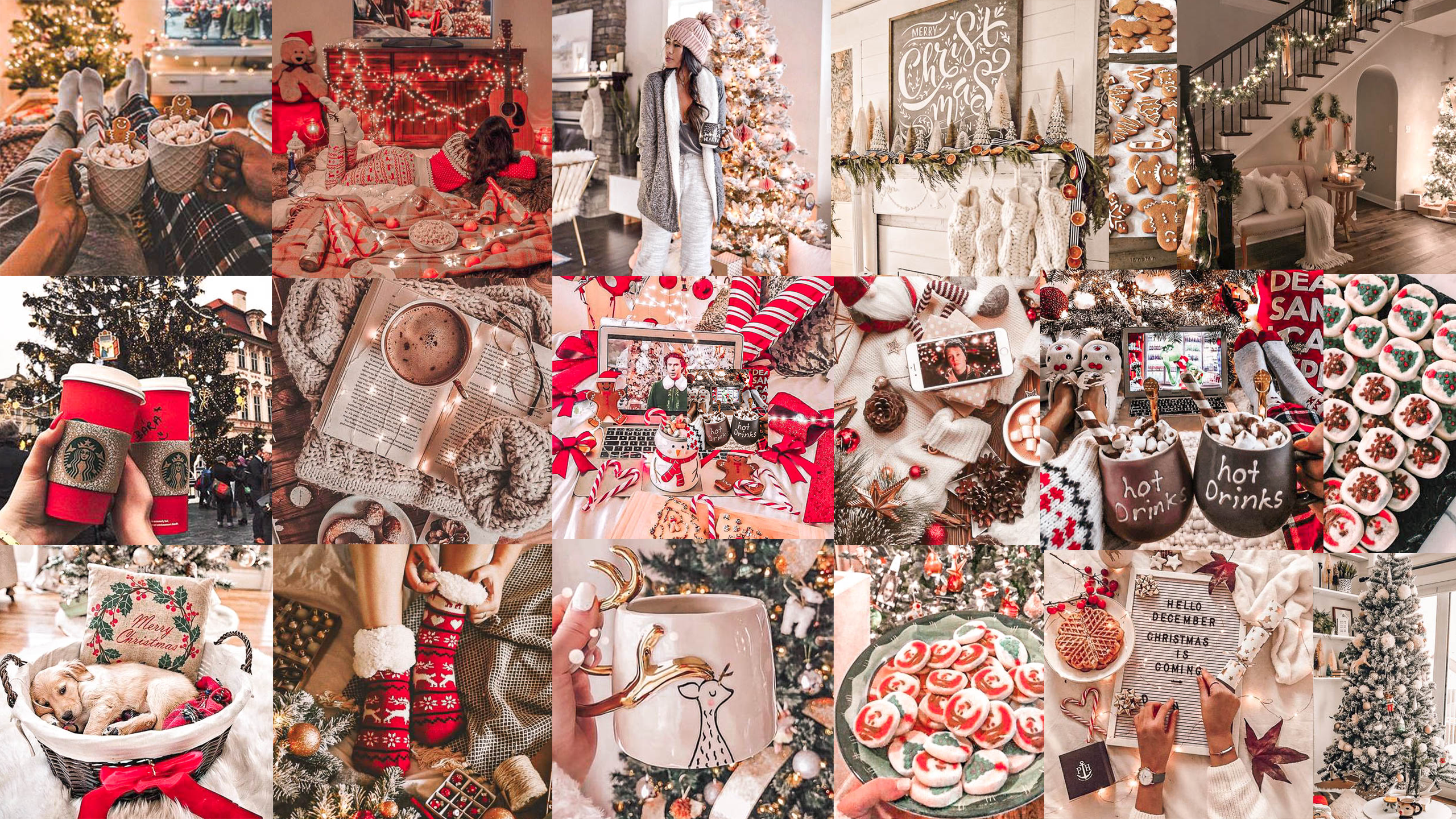 modern christmas collage wallpaper for laptop aesthetics