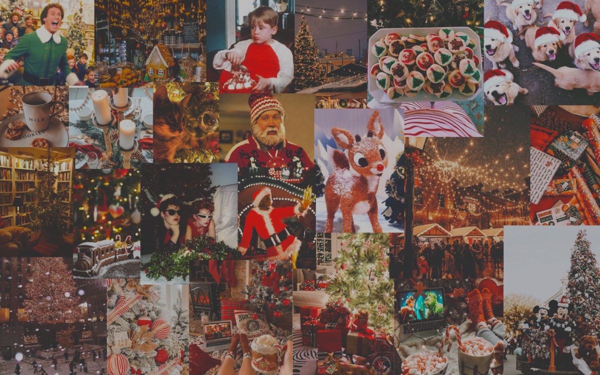 vibrant christmas collage wallpaper for laptop screens